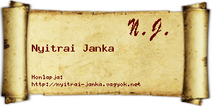 Nyitrai Janka névjegykártya